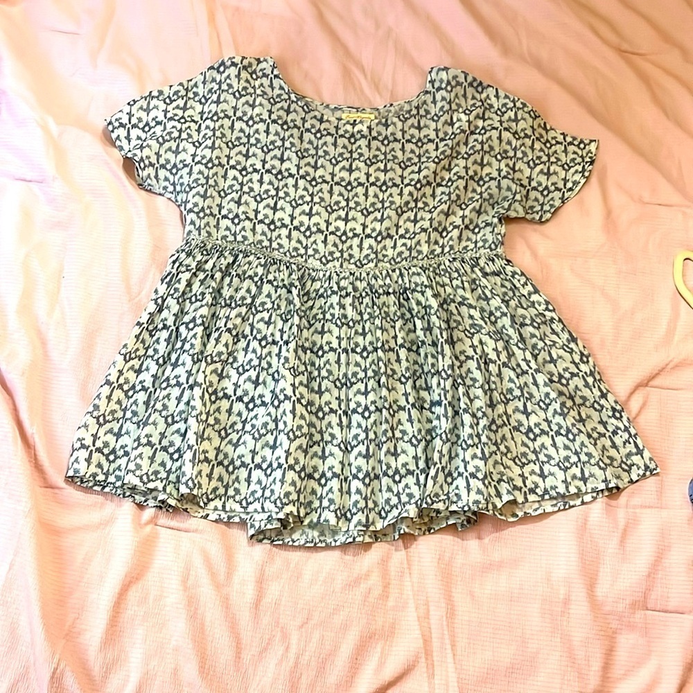 100% Cotton Leopard Beaded Short Sleeved Top Empire Waist